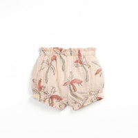 Coral Pink Palm Tree Printed Cotton Shorts