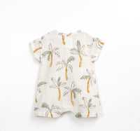 
              Green Palm Tree Printed Cheesecloth Playsuit
            