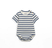 
              Baby Organic Stripe Denim Blue Ecru Ribbed Body
            