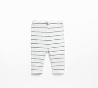 
              Baby Organic Stripe Denim Blue Ecru Leggings
            