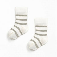 Organic Stripe Khaki Ecru Socks