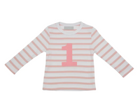 
              Dusky Pink And White Stripe Number Long Sleeved T-Shirt
            