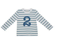 
              Ocean Blue And White Stripe Number Long Sleeved T-Shirt
            