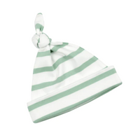 Seafoam & White Stripe Babygrow With Matching Knotted Beanie