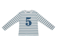 
              Ocean Blue And White Stripe Number Long Sleeved T-Shirt
            