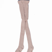 Beige Ribbed Tights 12m