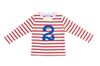 
              Red And White Stripe Number Long Sleeved T-Shirt
            
